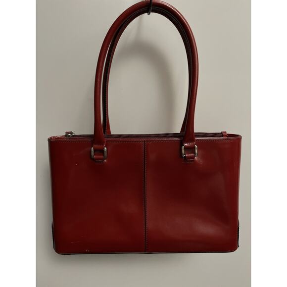 NORDSTROM Red Leather Shoulder Purse Bag Made In Italy - Picture 3 of 6